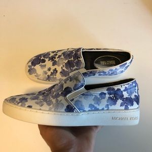 Michael Kors Blue Floral Print Slip On